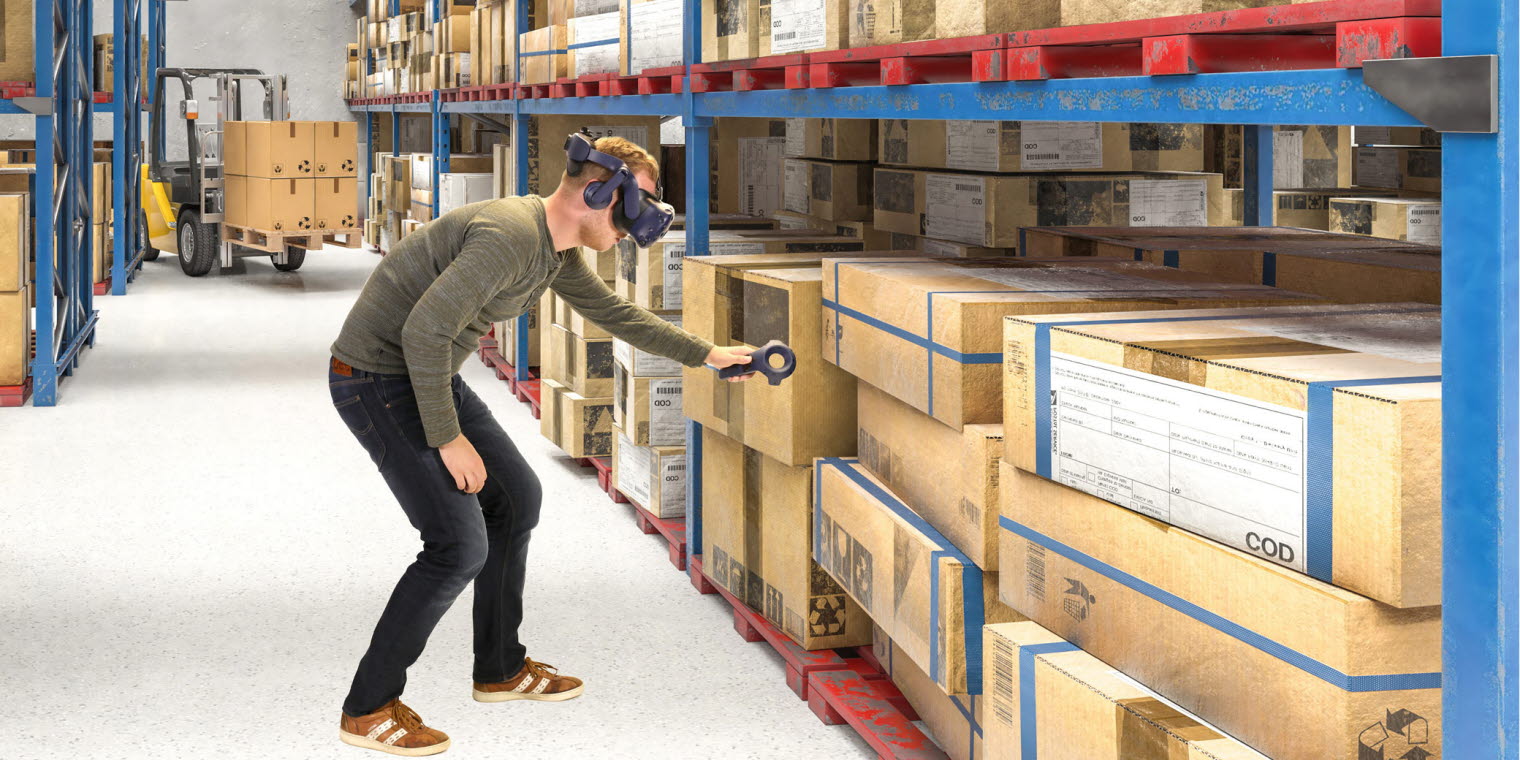 Tobii Pro VR Analytics with HTC Vive Pro Eye used to train logistics operators at a warehouse