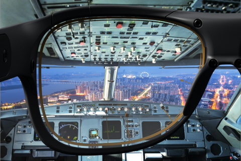 Viewing a plane cockpit through Glasses 3