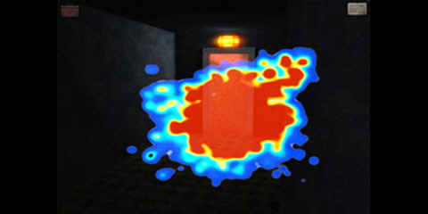 A heat map that overlaid on the video game.