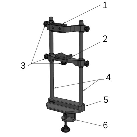 Tobii Pro Chin Rest part diagram - numbered