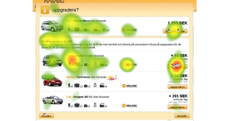 A screenshot from the Holidays Auto web with a heat map on the top of it.