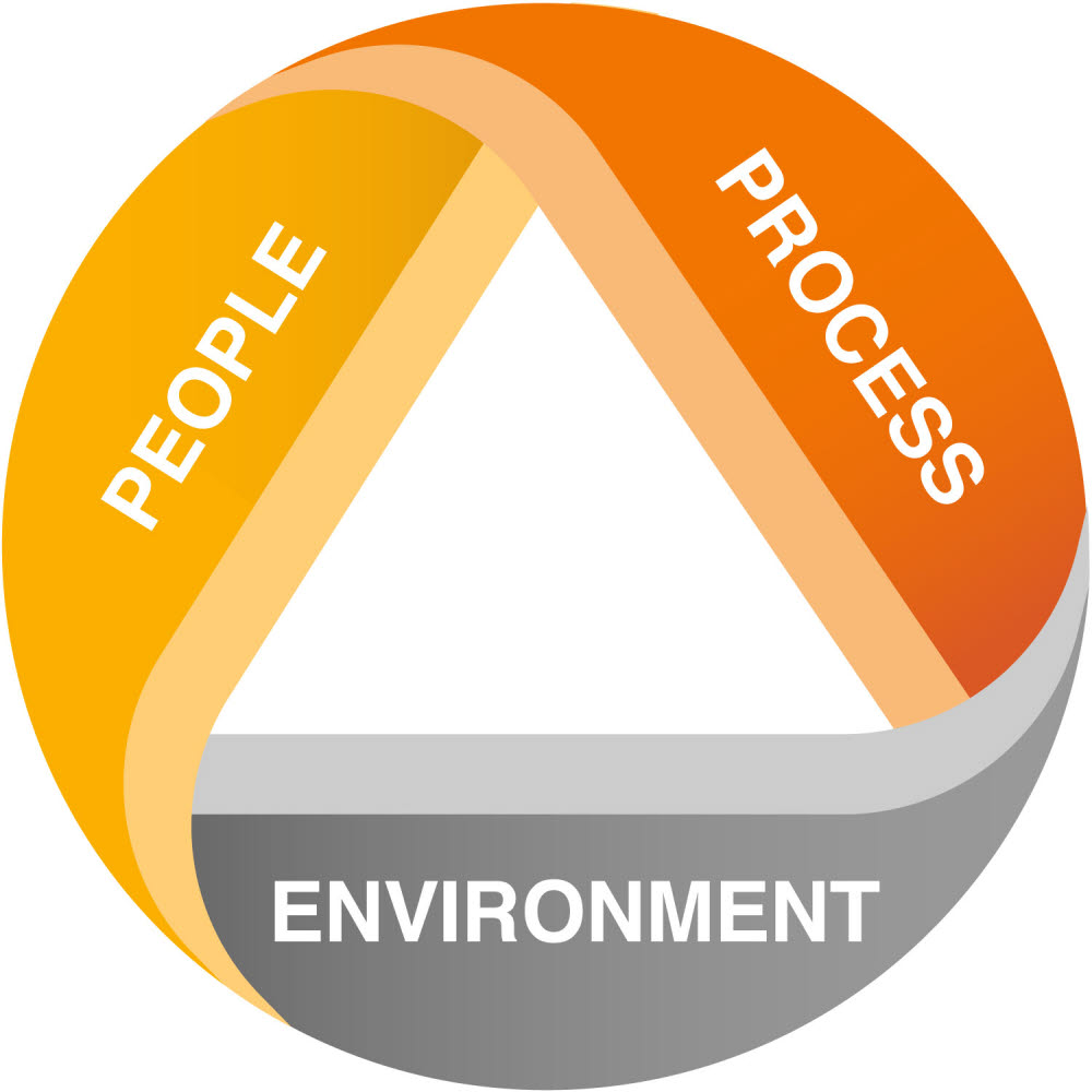 People, process and environment logo