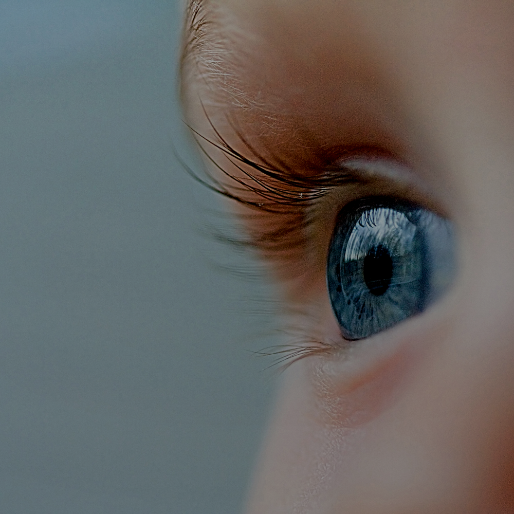 close up of baby's eye