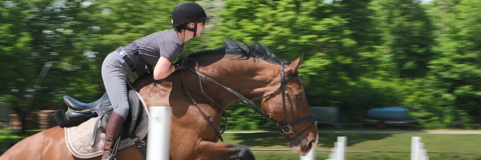A person riding a horse while wearing Tobii Pro Glasses 3