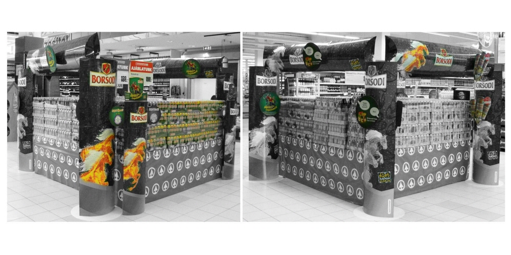 A placement aisle and product display with the areas of interest highlighted.