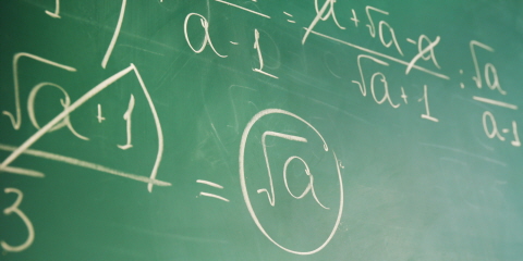 A blackboard with algebraic equations